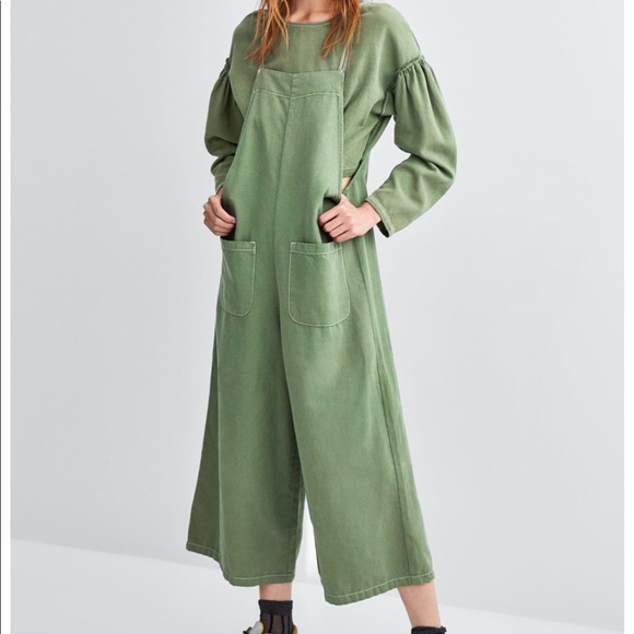 green wide leg jumpsuit